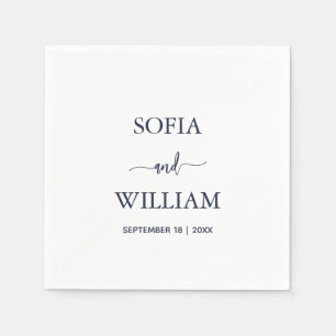 Modern Navy Blue Script Monogram wedding Napkin