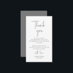 Modern Navy Blue Script, Wedding Thank you Enclosure Card<br><div class="desc">Say "thank you" to your wedding guests in style with these elegant and heartfelt cards. Each card features a beautiful design and a thoughtful message of gratitude to express your appreciation for your loved ones' presence on your special day. The front of the card features a stunning Dark Grey "thank...</div>