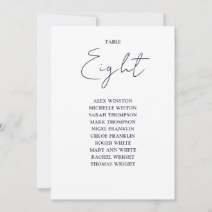Modern Navy Blue Seating Chart Table Number