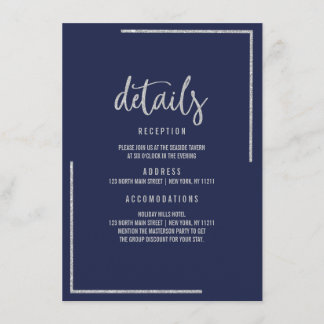 Modern navy blue silver glitter trendy enclosure c card