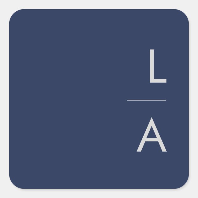 Modern Navy Blue | Silver Monogram Envelope Seals (Front)