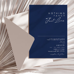 Modern Navy Blue   Silver Nothing Fancy Wedding Invitation
