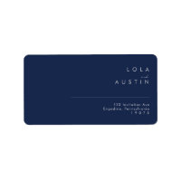 Modern Navy Blue Silver Wedding RSVP Address