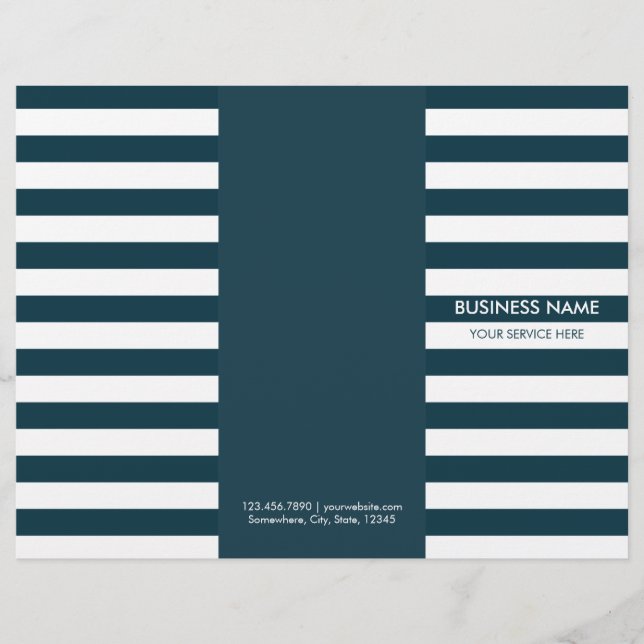 Modern Navy Blue Stripes Tri-Fold Brochures (Front)