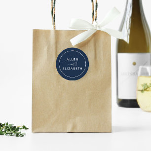 Modern Navy Blue Stylish Wedding Envelope Seal