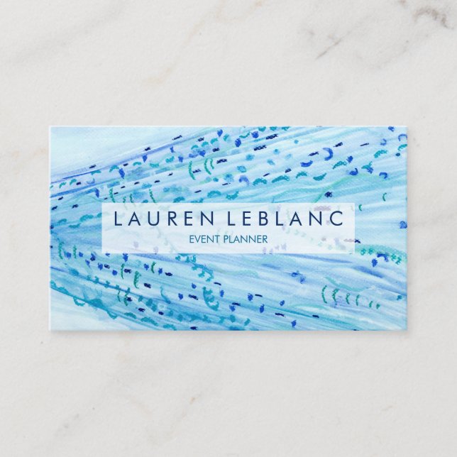 Modern Navy Blue Teal Abstract Business Card (Front)