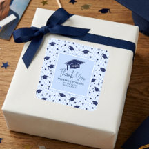Modern Navy Blue Thank You Graduation Name