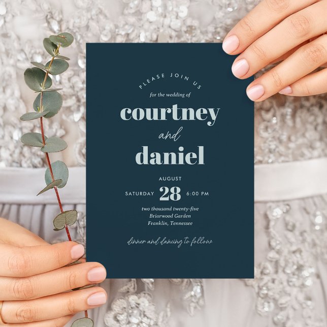 Modern Navy Blue Trendy Mix Match Wedding Invitation (Creator Uploaded)