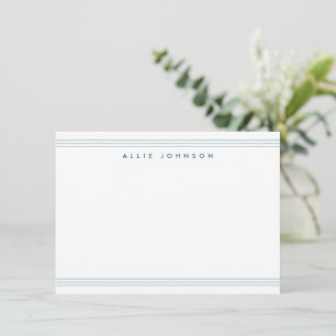 Modern Navy Blue Triple Line Two Border Name  Card