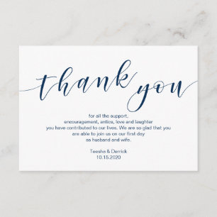 Modern Navy blue typeface, Wedding Thank you Enclosure Card