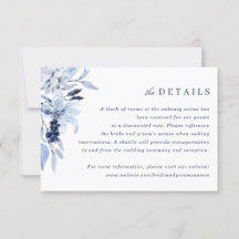 Modern Navy Blue Watercolor Floral Insert Details