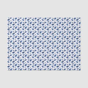 Modern Navy Blue Watercolor Leaves Pattern Tissue Paper