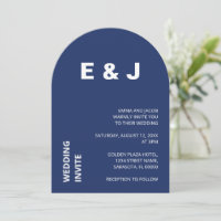 Modern Navy Blue Wedding Invitation