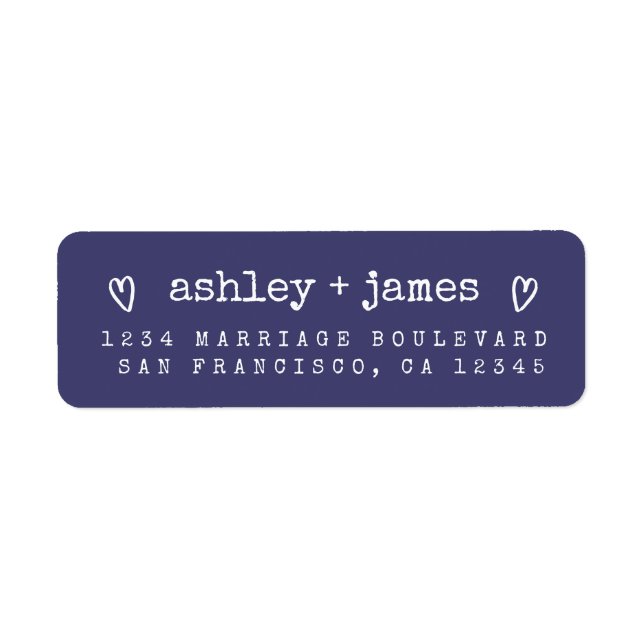 Modern Navy Blue Wedding Return Address (Front)
