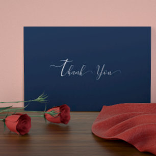 Modern Navy Blue Wedding  Thank You Card