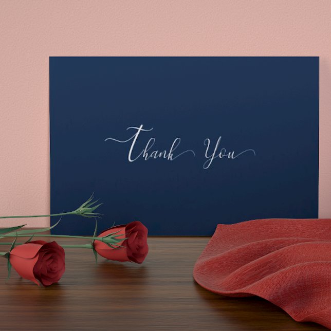 Modern Navy Blue Wedding  Thank You Card (Creator Uploaded)