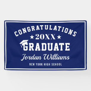 Modern Navy Blue White 2024 Graduation Party Banner