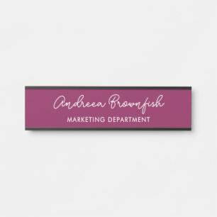 Modern Navy Blue White Elegant Script Business  Door Sign