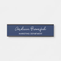 Modern Navy Blue White Elegant Script Business