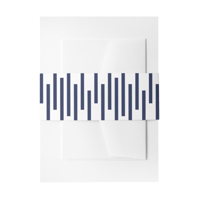 Modern Navy Blue White Geometric Lines Pattern Invitation Belly Band (Front Example)
