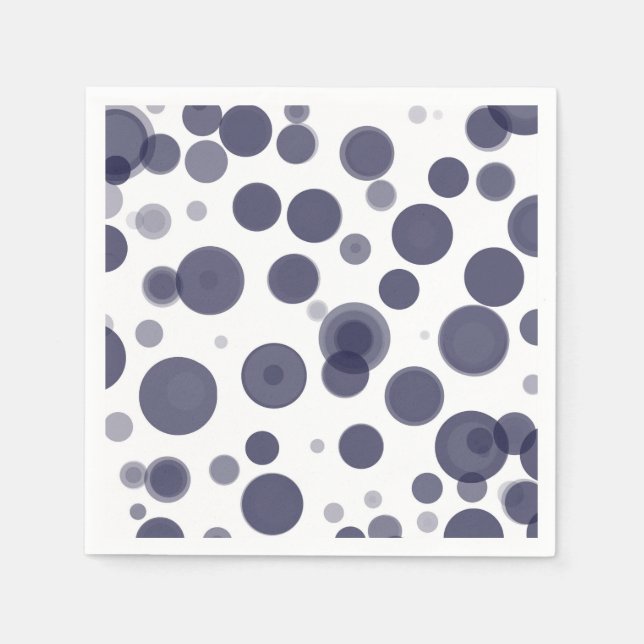 Modern Navy Blue & White Polka Dot Bubbles Party Napkin (Front)