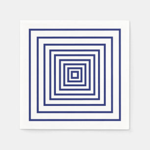 Modern navy blue white squares geometric pattern napkin
