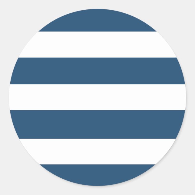 Modern Navy Blue White Stripes Pattern Classic Round Sticker (Front)