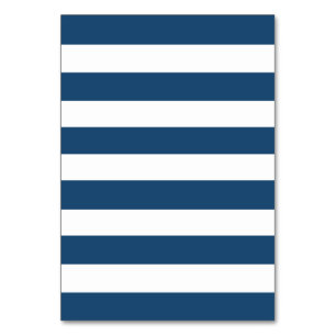 Modern Navy Blue White Stripes Pattern Table Number