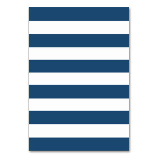Modern Navy Blue White Stripes Pattern Table Number