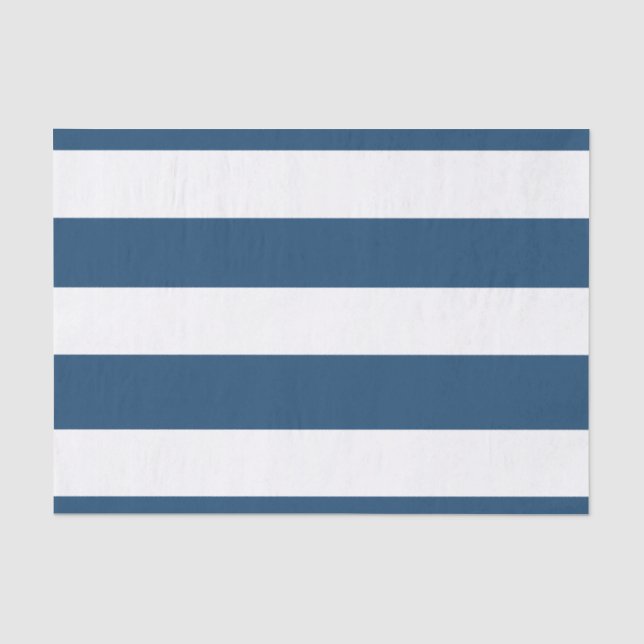 Modern Navy Blue White Stripes Pattern Tissue Paper (Front)