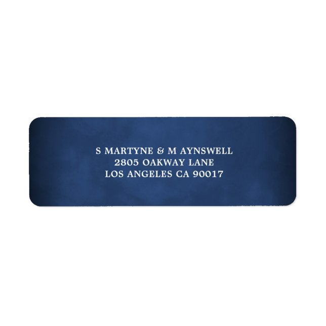 Modern Navy Blue White Wedding Address (Front)