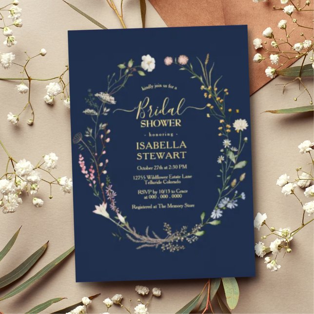 Modern Navy Blue Wildflower Spring Bridal Shower (Creator Uploaded)