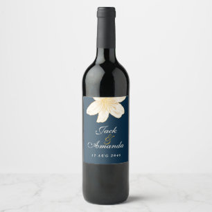 Modern Navy Blue Wine Bottle Sticker & Label