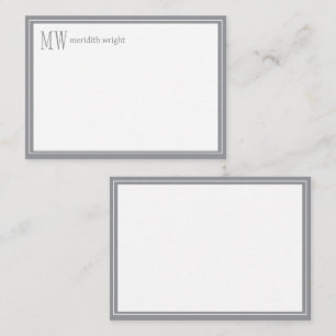 Modern Navy Border Monogram Card