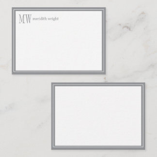 Modern Navy Border Monogram Card