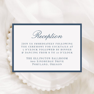 Modern Navy Border Wedding Reception Enclosure Card