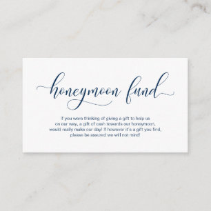 Modern Navy calligraphy, Wedding Honeymoon Fund Enclosure Card