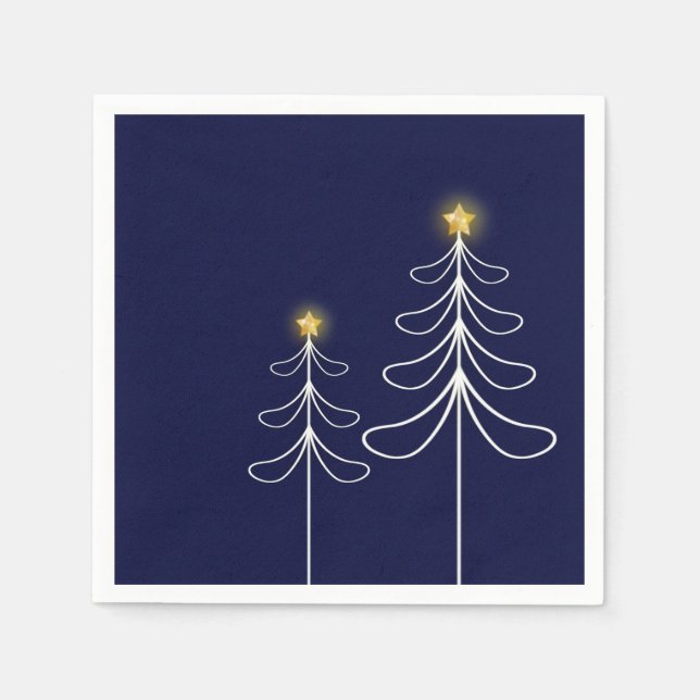 Modern Navy Christmas Tree Graphic Napkin (Front)