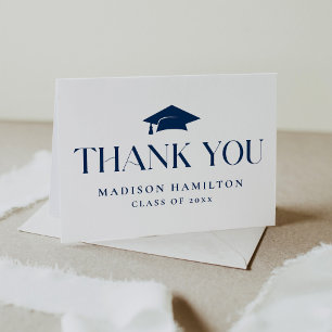 Modern Navy Class of 2025 Graduation Thank You Card