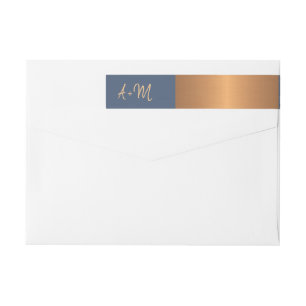 Modern navy copper metallic return address wrap around label