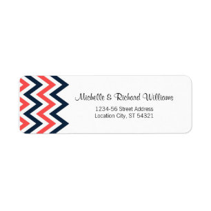 Modern Navy & Coral Chevron & Lovebirds Wedding