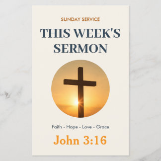 Modern Navy Cream Worship Service Editable Church Flyer