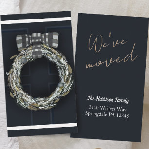 Modern Navy Door Wreath Moving Announcement