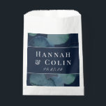 Modern Navy Emerald Abstract Watercolor Favour Bags<br><div class="desc">Elements: rich dark tones, abstract watercolor background, light frame details, and classic serif fonts. Colours: blue, green, navy, dusty blue, steel blue, slate blue, sage green, hunter, highland, mint. Themes: modern, contemporary, abstract, moody, under the sea, ocean, dark colour tones, minimalist, painterly, bohemian. Collection: Modern Navy Emerald Abstract Watercolor Wedding...</div>