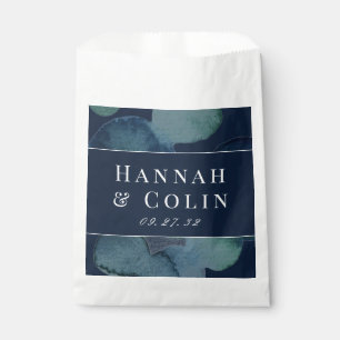 Modern Navy Emerald Abstract Watercolor Favour Bags