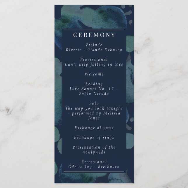 Modern Navy Emerald Abstract Watercolor Programme (Front)