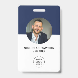 Modern Navy Employee Photo ID Card QR Badge