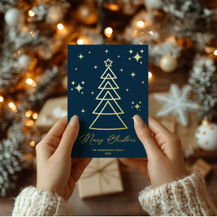 Modern Navy Gold Christmas Tree Photo