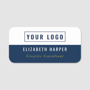 Modern Navy Gold Custom Logo Professional Badge