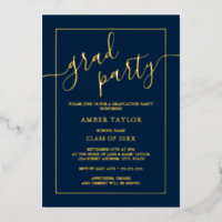 Modern Navy Gold Graduation Party 
